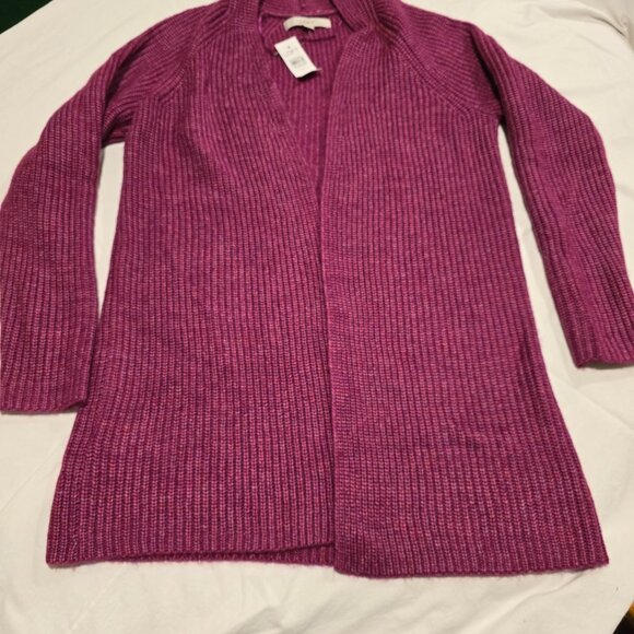 LOFT Sweaters - Anne Taylor Loft Open Front Raspberry Purple Sweater Cardigan Duster S Small NEW
